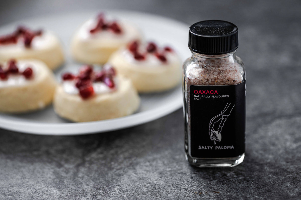 モザキン Mr.G Pomegranate Hibiscus Sugar Cookies with grapefruit glaze recipe | Salty Paloma | Flavoured Salts & Sugars | Made in Toronto